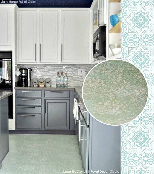 Yes You Can Paint Vinyl Linoleum Floor With Stencils Hometalk