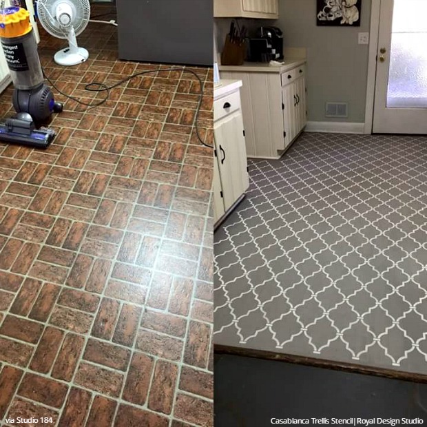 Yes You Can Paint Vinyl Linoleum Floor With Stencils Hometalk