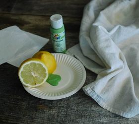 lemon stamped tea towel