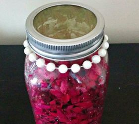 diy rose petal air freshener in a mason jar