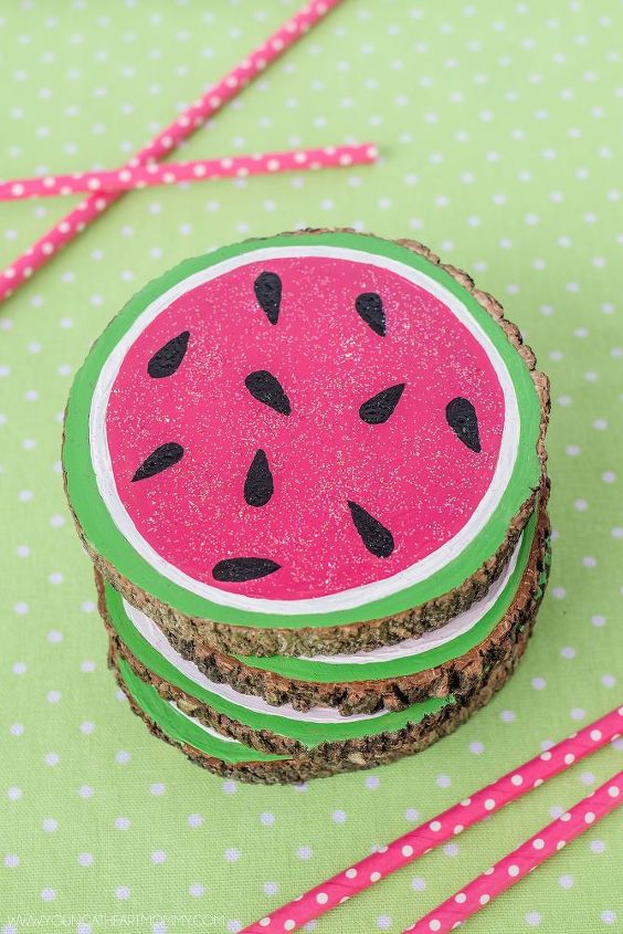s crafters copy these gift ideas for your friends, For Summer Fun Create Watermelon Coasters