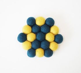 s crafters copy these gift ideas for your friends, Hot Glue Felt Balls For A Snazzy Coaster