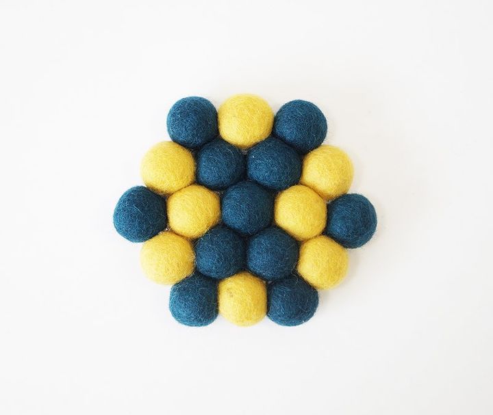 s crafters copy these gift ideas for your friends, Hot Glue Felt Balls For A Snazzy Coaster