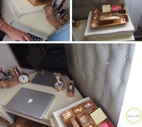escritorio organizado con accesorios dorados diy