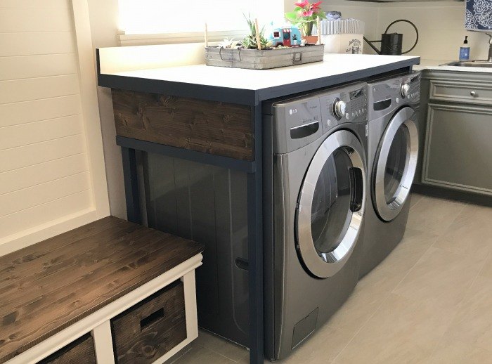diy laundry table hide the machines fold laundry stop losing socks
