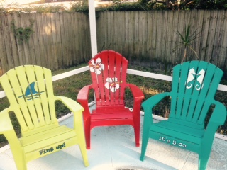 s 12 pool chair ideas we never would have thought of, Get Coastal Cute With Stencils
