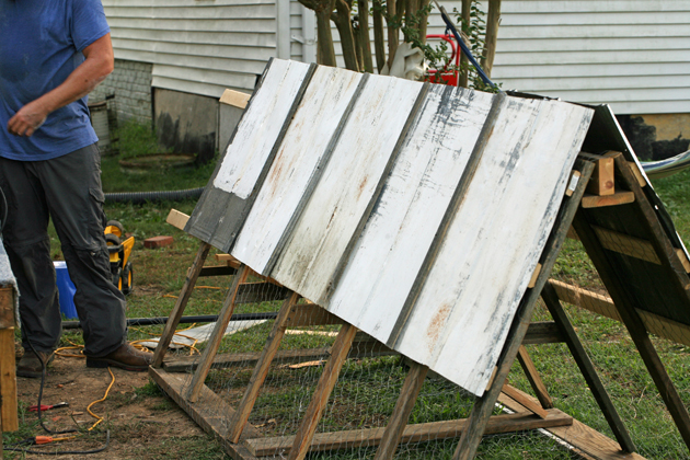 building a chicken tractor from scrap lumber and metal