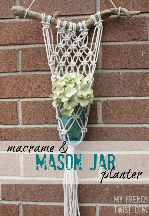 macrame y jardinera mason jar