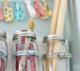 s 30 fun ways to keep your home organized, Clean Up Your Craft Room With Mason Jars