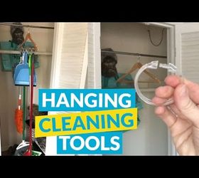 s 30 fun ways to keep your home organized, Hang Your Cleaning Tools With Hangers