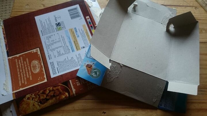 2 marcadores de caixas de comida artesanato reciclado