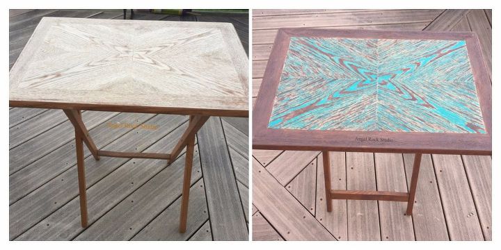 rustic jewel t v tray redo, Before After