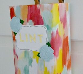 make a cute and free laundry room lint bin