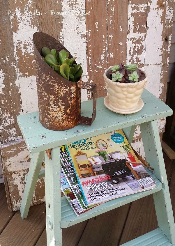 jardineiros copie estas 30 maneiras incrveis de exibir suas plantas, Escada Vintage Tinta Mineral Fus o Verde L rio