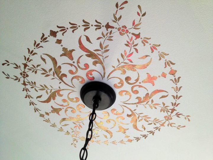 30 creative ceiling ideas that will transform any room, Use An Elaborate Metallic Stencil