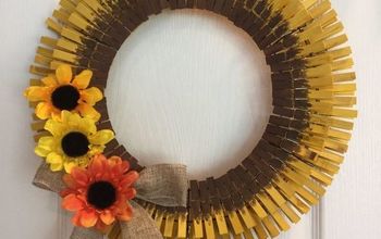 Easy Clothespin Sunflower Wreath