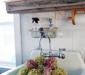 s here are 10 genius organizing ideas using dollar store bins baskets, Hang A Basket Over Your Sink With Twine