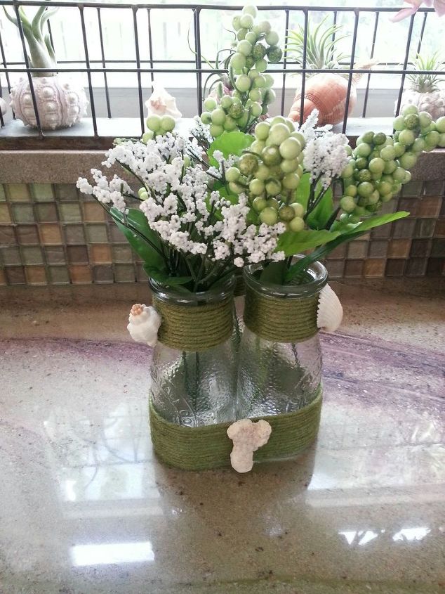 31 coastal decor ideas perfect for your home, Make A Vase Out Of Bottles