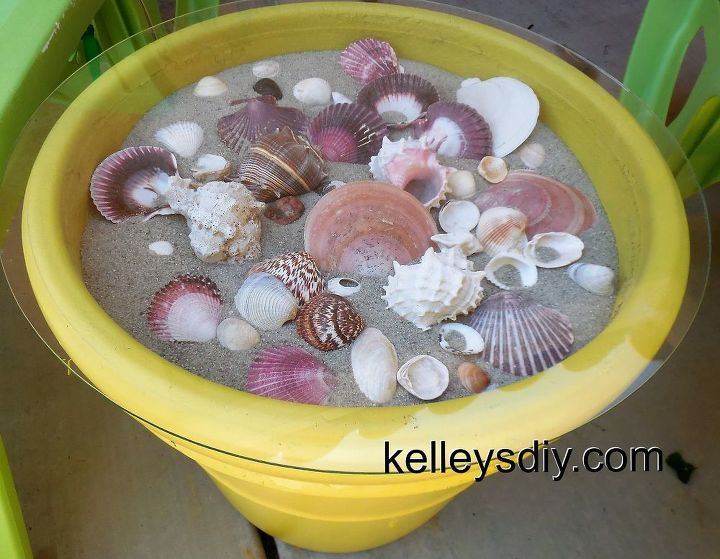 31 coastal decor ideas perfect for your home, Make An Outdoor Seashell Table