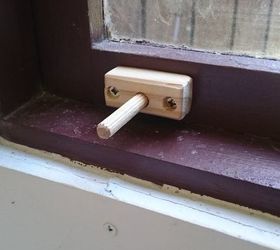 wooden window latches from recycled bed frame