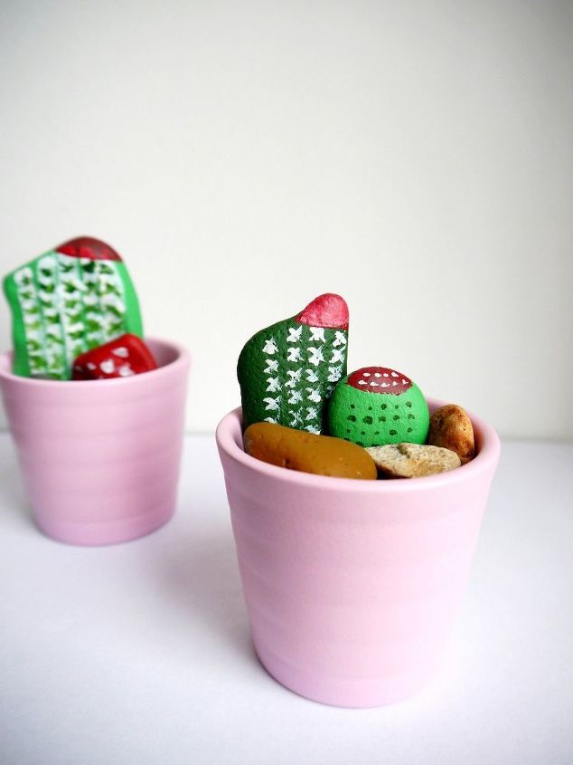 cactus de guijarros diy