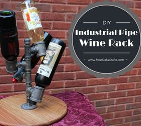 diy pipe and wood wine rack