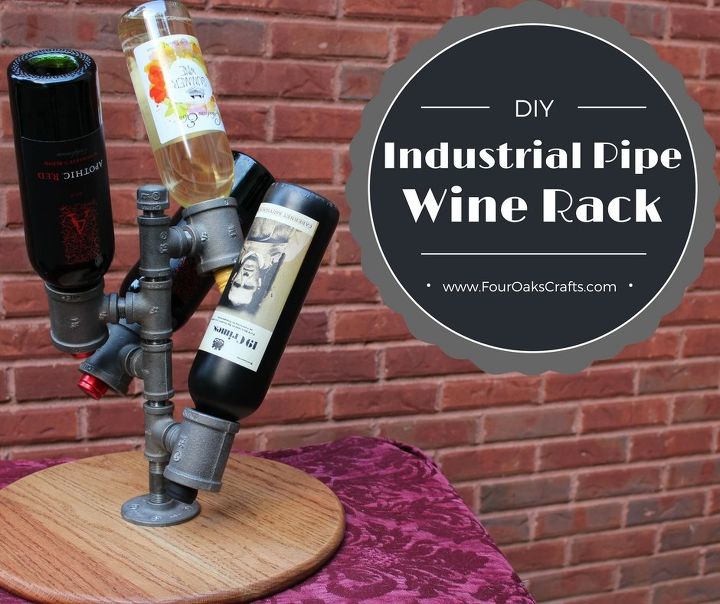 diy pipe and wood wine rack