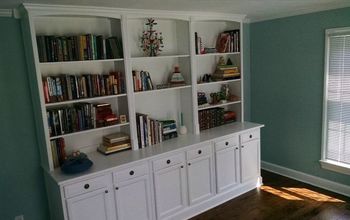 Built in Bookcase Hack Using Kitchen Cabinets and Bookcases