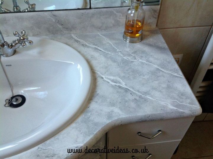 How To Faux Marble Your Bathroom Countertop Hometalk - Can You Paint A Marble Bathroom Countertop