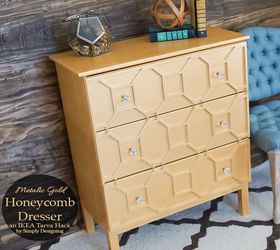 30 stunning ways to use metallic paint no experience necessary, Transform A Dresser Into A Golden Honeycomb