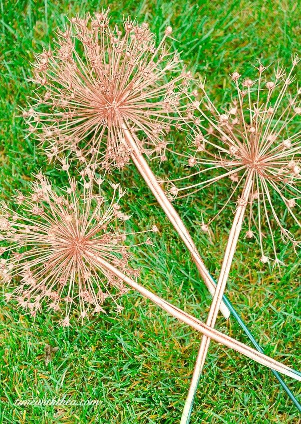 30 stunning ways to use metallic paint no experience necessary, Coat Allium Flowers In Copper For The Garden