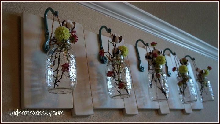 s 10 lovely ways to include mason jars to your home decor, Fill Freshly Clipped Flowers In A Hanging Jar