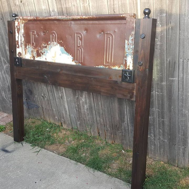 Queen Size Headboard Made Using A Tailgate From A 1930s Ford Truck