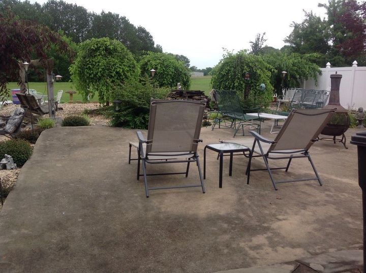 how to give old concrete patio an inexpensive long lasting facelift