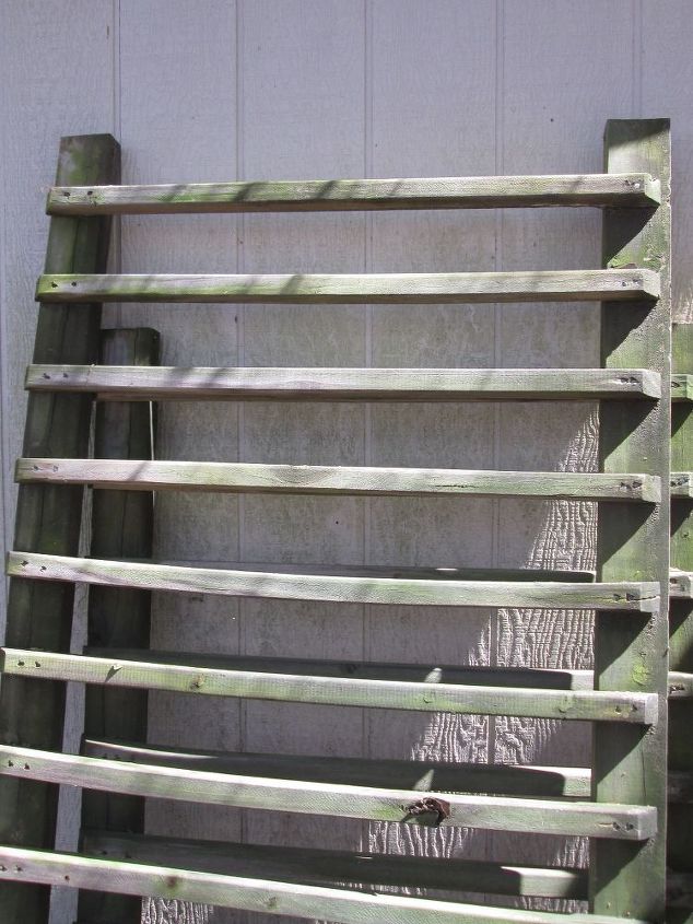 old deck railing for garden storage