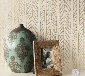 how to stencil textured walls with embossing roller gold leaf