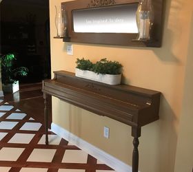 once a piano now console table mirror