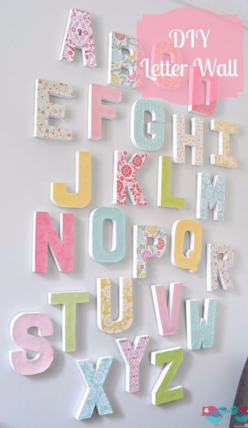 s no way these pops of color were made with dollar store items, This colorful letter wall