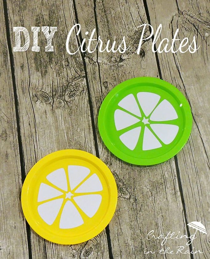 s no way these pops of color were made with dollar store items, This adorable citrus plate decor