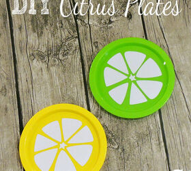 no way these pops of color were made with dollar store items, This adorable citrus plate decor