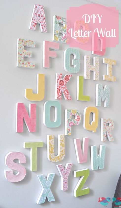 no way these pops of color were made with dollar store items, This colorful letter wall