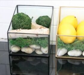 no way these pops of color were made with dollar store items, This kitchen fruit basket terrarium