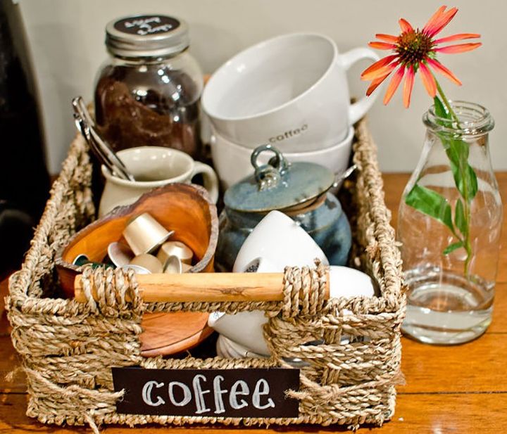 s 11 storage hacks that will instantly declutter your kitchen, Create a coffee station