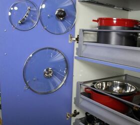 storage hacks that will instantly declutter your kitchen, Store your pot lids inside a cabinet