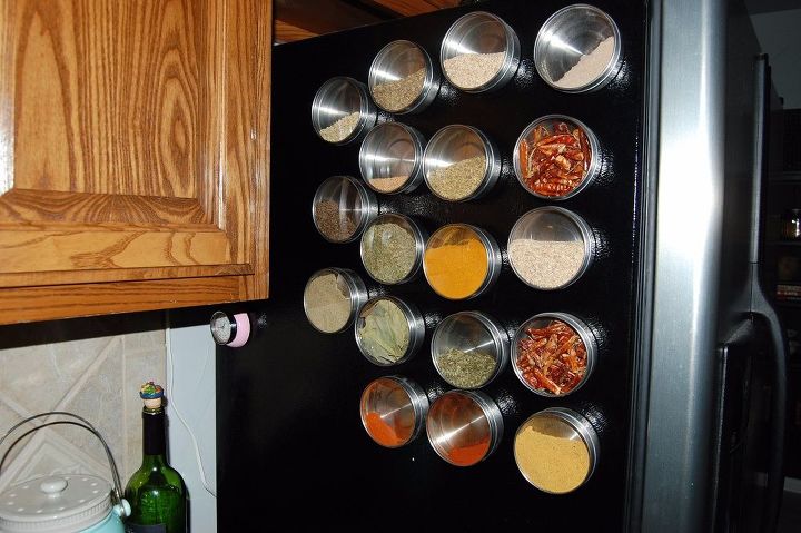 storage hacks that will instantly declutter your kitchen, Hang your spices on your fridge