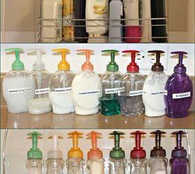 s post, Organize Shower Products With Colored Bottles