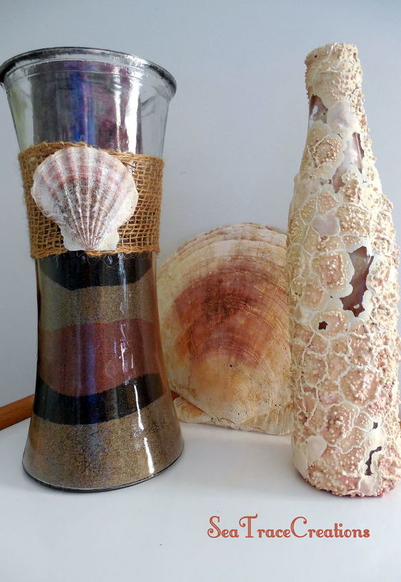 31 idias de decorao costeira perfeitas para sua casa, Vasos de areia de praia DIY