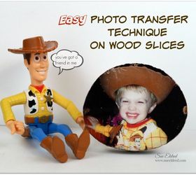 Transferencia fácil de fotos en rodajas de madera con Mod Podge