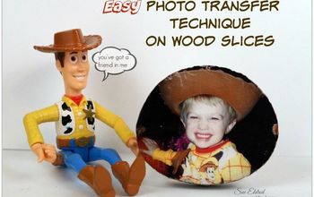 Transferencia fácil de fotos en rodajas de madera con Mod Podge