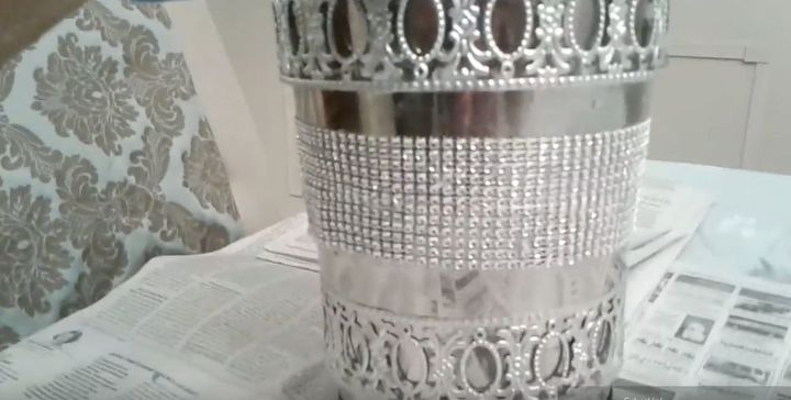 elegant diy embellished trash can